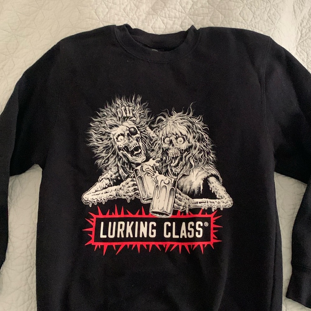 Lurking class crew neck sweatshirt, size small unisex